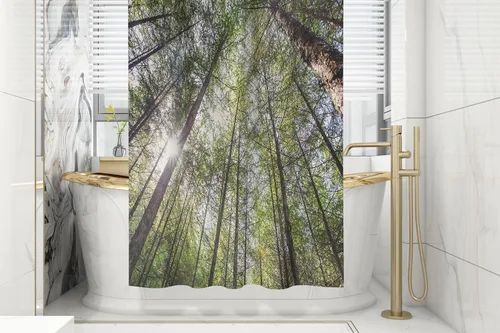 Miniatura 2 de CAPSCEOLL Tree Forest Nature - Cortina de ducha con diseño de árbol en el bosque, cortina de baño para baño, tela de poliéster impermeable, 66 x 72