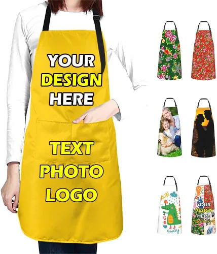 Miniatura 21 de Delantales impermeables personalizados para diseñar tu propia imagen, logotipo, texto, añadir fotos, delantal para cocinar hornear, 33 x 27.5