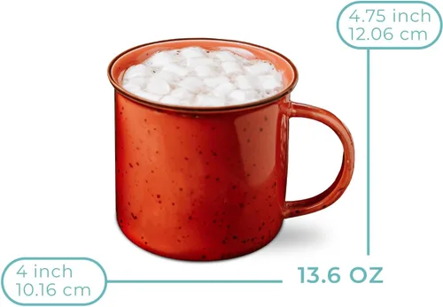 Miniatura 3 de Comfify Speckled Campfire Style Tazas – Juego de 6 – 14 onzas – Colores acogedores – Tazas de café – Tazas de café – Tazas de café – Cerámica