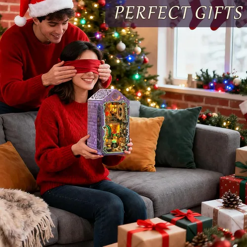 Miniatura 5 de Kits de rincón de libros para adultos, rompecabezas 3D de bricolaje de casa de magos mágicos Kit de decoración de estantería de libros Regalos