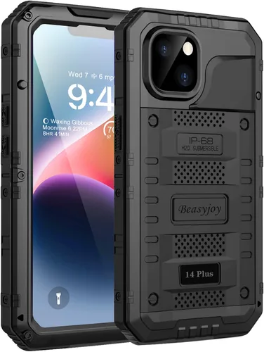 Miniatura 32 de Beasyjoy Funda impermeable para iPhone 14 Pro Max, funda de metal resistente con protector de pantalla integrado, protección de cuerpo completo