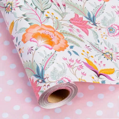 Miniatura 13 de Rollo de papel de regalo floral Merture - 43.2 cm X 10 m - 1 rollo (4.32 m². total) Papel de regalo rosa para boda Papel de regalo para boda