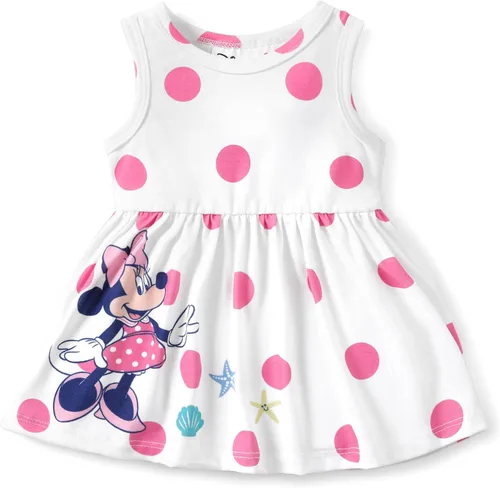 Miniatura 15 de Disney Minnie Mouse Princess Frozen Elsa Stitch - Vestido para niñas sin mangas y manga corta, ropa casual de verano para bebés y niños pequeños