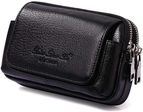 Leather Waist Pack Belt Holster for Men Women Clip Holder Outdoor Travel Cover Pouch Purse Fanny Bag Cell Phone Case