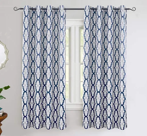 Miniatura 23 de DriftAway Mason - Cortinas térmicas opacas con ojales para ventanas, diseño geométrico de enrejado, 2 paneles, cada uno de 52 pulgadas por 63 Gris