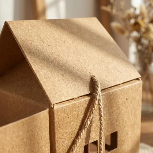 Miniatura 3 de Cajas de regalo en forma de casa, 10 bolsas de mano para dulces y galletas, papel kraft ecológico, perfecto para fiestas de vacaciones, bodas
