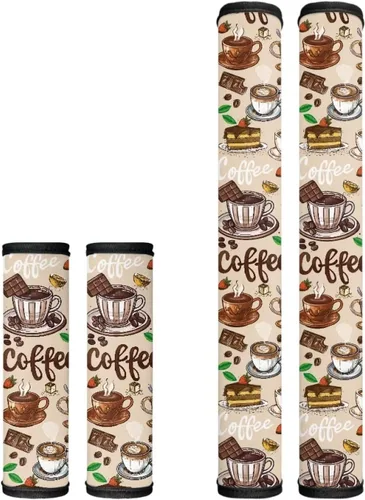 Miniatura 16 de Juego de 4 fundas protectoras de repuesto para manija de puerta de refrigerador con temática de té de la tarde para microondas, horno, refrigerador