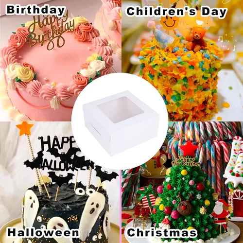 Miniatura 6 de Zzrywuty Caja blanca para pasteles de 10 x 10 x 5 pulgadas con tablas para pasteles (60 unidades, 30 cajas y 30 tableros), cajas de panadería con 30