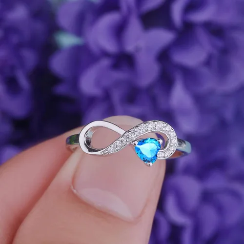 Miniatura 58 de Anillo Jo Wisdomo de compromiso. de plata esterlina, con corazón e infinito, anillo de amistad, para ella