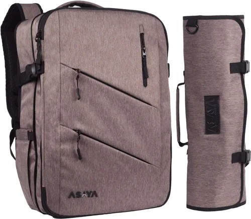 Asaya Mochila para cuchillos de chef con bolsa enrollable de 20 bolsillos, más de 30 bolsillos para cuchillos, cuchillos no incluidos (marrón)