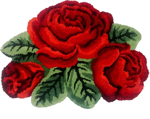 Miniatura 33 de Alfombrilla Abreeze con 4 rosas, alfombrillas con diseño de flores azul, hecha a mano, antideslizante (no se desliza), alfombrilla moderna, de puede