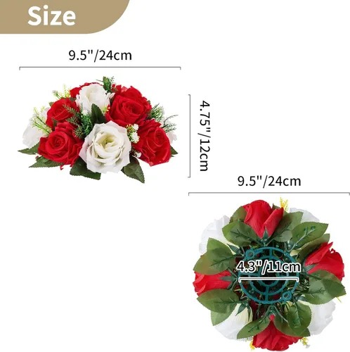 Miniatura 5 de NUPTIO Paquete de 6 arreglos de bolas de flores artificiales, 15 cabezas de rosas de plástico con base, adecuado para soporte de flores para centros