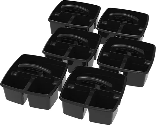 Miniatura 2 de Storex Organizador de limpieza pequeño de 3 compartimentos, organizador de suministros multiusos con asa, negro, paquete de 6 (00972A06C)