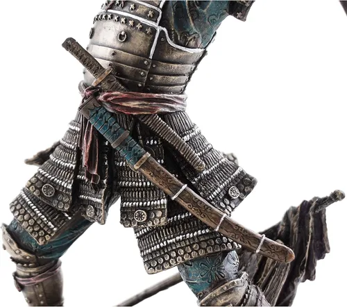 Miniatura 5 de Top Collection Estatua japonesa de guerrero samurái bushido, escultura histórica con espada de artes marciales en bronce fundido en frío de primera