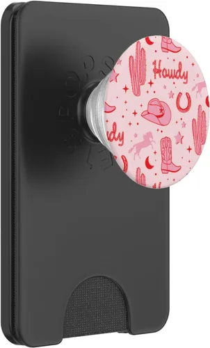 Miniatura 7 de Patrón de sombrero de vaquero y botas pastel PopSockets estéticos de vaquero rosa PopGrip intercambiable
