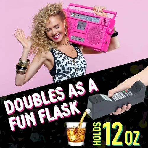 Miniatura 3 de GoPong Old School Prop Phone & 12 oz Flask – Frasco de alcohol oculto para teléfono celular retro para fiestas de los años 80 y 90