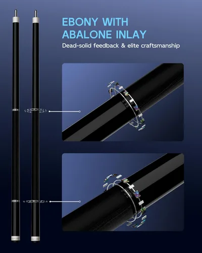 Miniatura 5 de KONLLEN 2.0 Carbon Fiber Pool Cue, Low Deflection Shaft with Pro Taper, Ebony Inlay Design, 12.5mm / 11.8mm Tip, Adjustable Weight System
