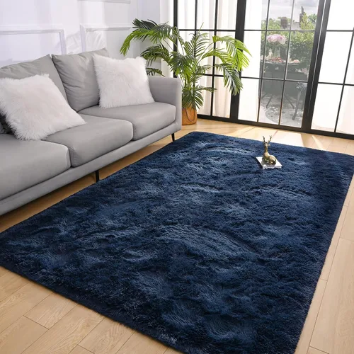 Miniatura 4 de Pettop Alfombra de Área Esponjosa Azul Marino para Dormitorio Sala de Estar, 4x6 Pies Alfombras Suaves de Felpa Mullidas y Peludas para Niñas Niños