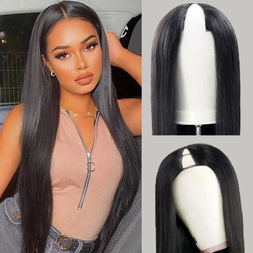 Miniatura 12 de CHEETAHBEAUTY Pelucas con camino en V de cabello humano de 10 pulgadas sin dejar salir el encaje frontal; mejora de las pelucas con camino en U