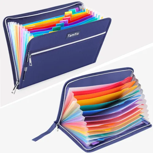 Miniatura 4 de Carpeta organizadora de archivos de acordeón segura ignífuga, carpeta de archivo expandible impermeable con 14 bolsillos, tamaño carta A4, soporte