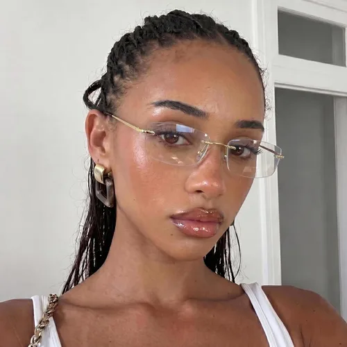 Miniatura 2 de IGnaef Gafas rectangulares sin montura con bloqueo de luz azul para mujer, a la moda, sin receta, para oficina, sin marco, sin marco BL1230