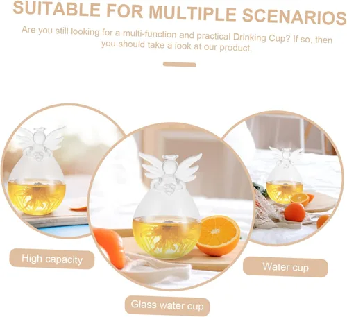 Miniatura 5 de Vaso de cristal de jugo de ángel Botella de agua de vidrio Contenedor de agua transparente Vaso para beber Taza de leche decorativa Taza de agua