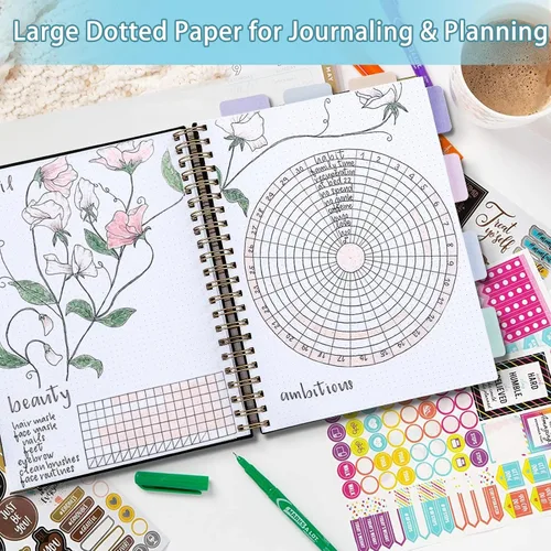 Miniatura 3 de Cuaderno en Espiral, Cuaderno de Diario con Puntos, 8.5" x 11", Cuaderno Grande de Tapa Dura con Cuadrícula de Puntos de 300 Páginas para Bullet