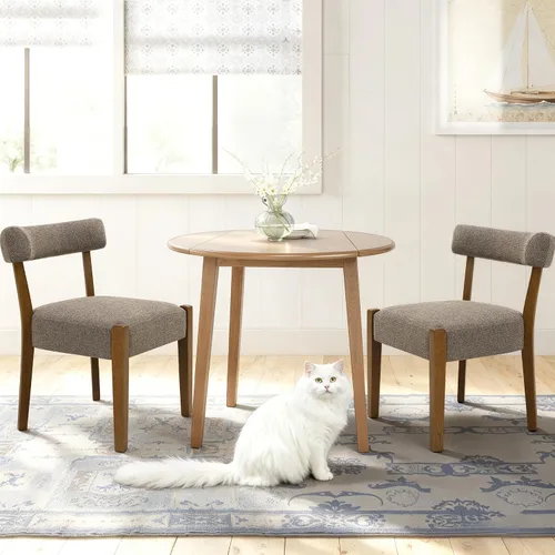 Miniatura 28 de RNKSFX Juego de 2 sillas de comedor modernas de piel sintética tapizadas para cocina y comedor, sillas modernas de madera de mediados de siglo, Beige