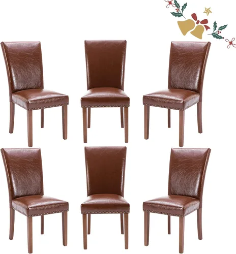 Miniatura 35 de Juego de 2 sillas de comedor Parsons, sillas tapizadas con cabeza de clavo para comedor y cocina con cojines gruesos y patas de madera, verde