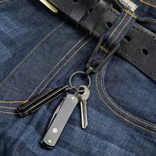 Miniatura 4 de KeyUnity KM04 Clip de llavero de mosquetón de titanio y llavero giratorio KA15BK de doble extremo
