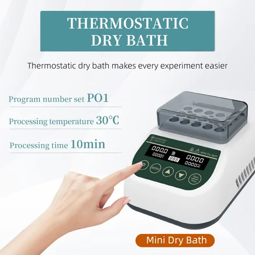 Miniatura 2 de Mini calentador de baño seco digital incubadora termostática calefacción temporizador programable con 0.1 fl oz* 15 tubos de centrífuga bloque
