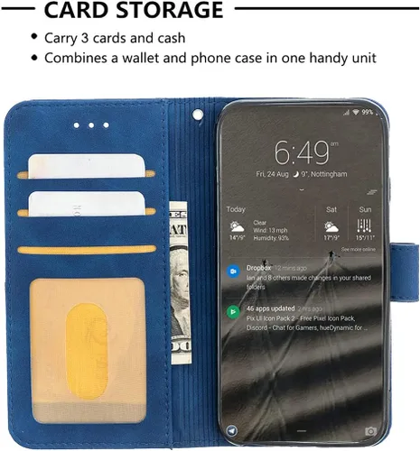 Miniatura 3 de jioeuinly Funda compatible con Celular Kalley Element 5+Plus Funda de teléfono Flip Stand Cover PU Funda de piel tipo cartera azul