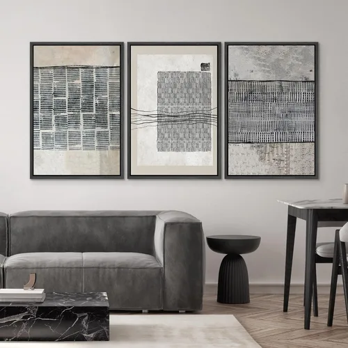 Miniatura 372 de SIGNWIN Lienzo enmarcado para pared, arte con pinceladas de flujo neutro en tonos beige abstractos, ilustraciones, arte moderno, decorativo