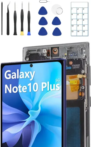 Miniatura 9 de Reemplazo de pantalla OLED para Samsung Note 10 Plus 5G con marco y sensor de huellas dactilares, incluye kit completo de herramientas y guía