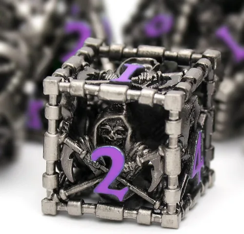 Miniatura 20 de D&D Dice, Dungeons and Dragons Dice HNCCESG Juego de dados de metal poliédricos huecos para juegos de mesa RPG MTG (Dragon Silver Blood Spot)