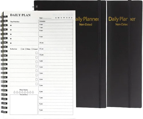 Miniatura 8 de Agenda diaria sin fecha, cuaderno A5 con horarios por hora, organizador de gestión del tiempo en espiral para hombres y mujeres, 8.3 x 5.6 pulgadas