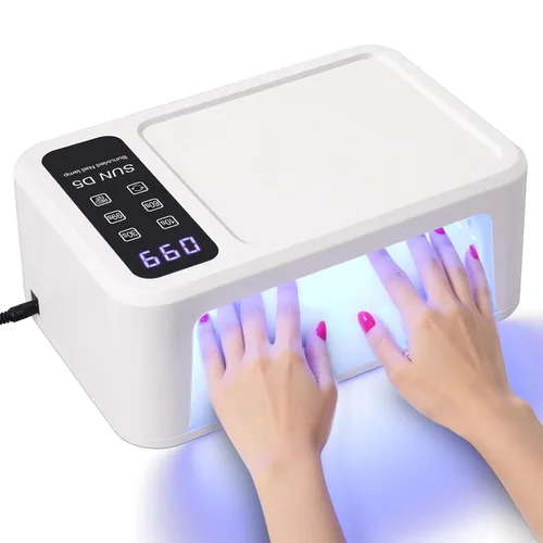 Luz UV para uñas de gel, lámpara de uñas LED UV de 120 W con 140 cuentas, secador de uñas profesional de secado rápido, diseño de dos manos, cuidado