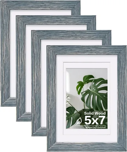 Miniatura 88 de Egofine - Juego de 4 portarretratos 8 x 10 pulgadas de madera maciza y cubierta de plexiglás de 4 x 6/5 x 7 pulgadas con paspartú u 8 x 10 pulgadas