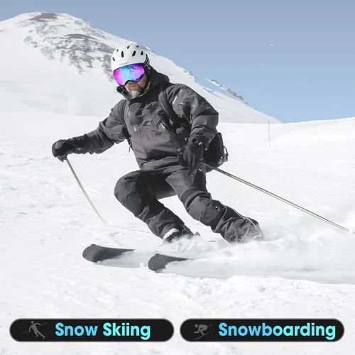 Miniatura 7 de Gafas de esquí, gafas de snowboard para hombres, mujeres, adultos, jóvenes y mayores de 15 años, gafas de esquí de nieve 05. Marco blanco/Lente