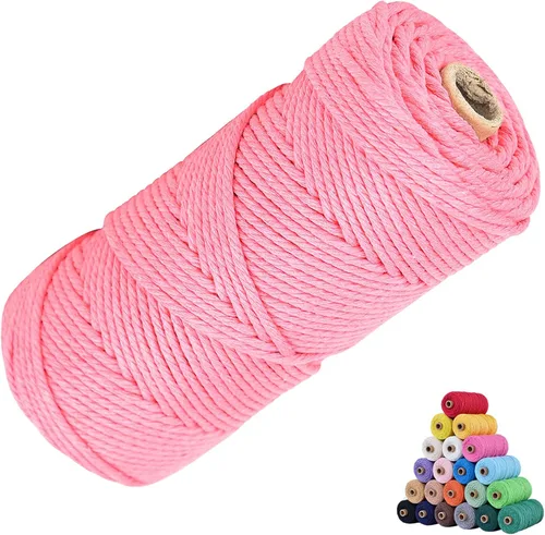 Miniatura 22 de Cuerda de algodón para macramé, de 0.11 pulgadas x 109 yardas, cuerda de macramé natural marrón, suministros perfectos de algodón para hacer