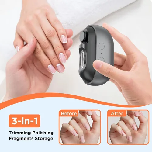 Miniatura 5 de Cortaúñas eléctrico Easy Clip para personas mayores y niños, recortador automático de uñas con luz LED, herramienta de cuidado de uñas 3 en 1