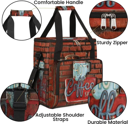 Miniatura 6 de Cafetera de ladrillo rojo vintage, bolsa de transporte de viaje, bolsa de almacenamiento compatible con Keurig K-Mini o Plus, portátil, con B3: café
