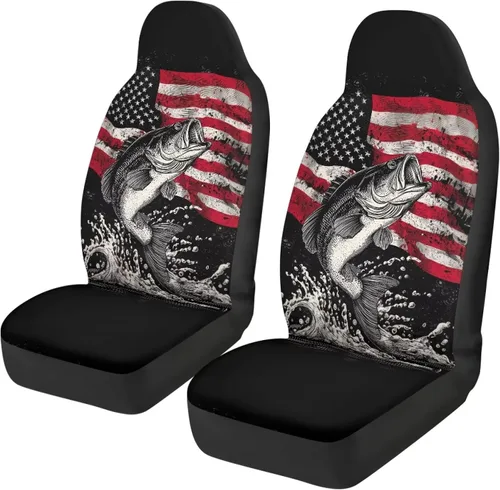 Miniatura 6 de Funda de asiento de coche con bandera americana, 2 piezas, fundas de asiento delantero, cojín de asiento de automóvil, funda protectora patriótica