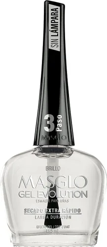 Miniatura 4 de MASGLO GEL EVOLUTION - Esmalte de uñas efecto gel, sin lámpara UV/Led, duración hasta 12 días, 3 unidades, base, esmalte expresiva, brillo - Efecto