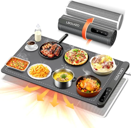 Miniatura 11 de Tapete de calentamiento para alimentos, extra grande, 36 x 16 pulgadas, 580 W, con almohadilla resistente al calor, platos para bufé, 6