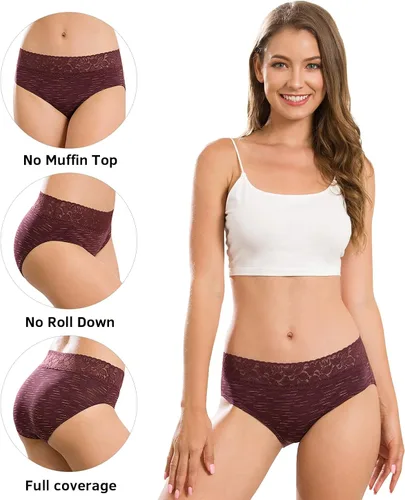 Miniatura 2 de Altheanray Ropa interior de algodón para mujer, calzones de bikini de encaje para mujer, ropa interior hipster elástica