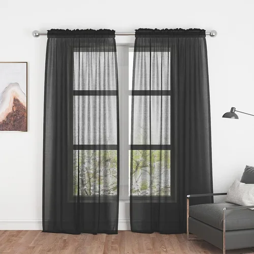 Miniatura 93 de UPOPO Paneles de Cortina Beige Pequeños Cortinas Transparentes de Gasa de 16 Pulgadas de Largo Cortinas de Cocina de Voile con Textura de Lino