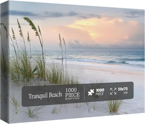 Miniatura 8 de Rompecabezas de faro de playa con vidrio emplomado para adultos de 1000 piezas, rompecabezas de atardecer en el océano, rompecabezas de paisaje