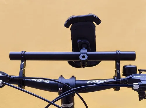 Miniatura 2 de Extensor de manillar de bicicleta con soporte para teléfono, barra de extensión de aluminio de 11.9", se ajusta a barras de 18–34mm, soporte