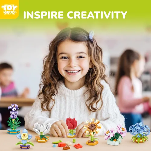 Miniatura 3 de TOY Life Paquete de 36 Obsequios de Fiesta para Niños, Plantas Pequeñas Mini Flores Juego de Bloques de Construcción para Premio de Aula, Flores